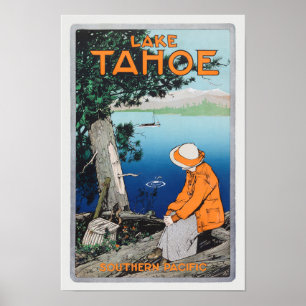 Poster van 1923 van het meer van Tahoe Vintage