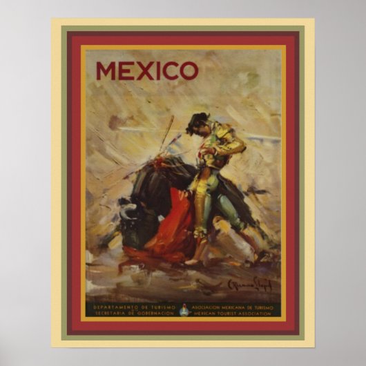 Poster van 1960 in Mexico Bullgevecht 16 x 20 (Voorkant)