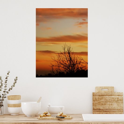 poster van abrikozenwolken (Keuken)