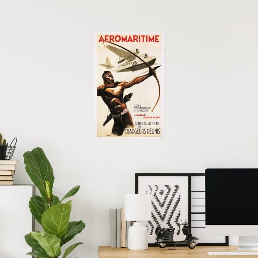 Poster van AEROMARITIME Retrovliegtuig Afrika AFRI (Thuiskantoor)