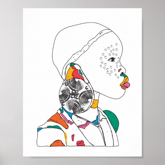 Poster van Afrikaanse Girl Artwork (Voorkant)