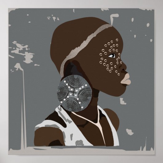 Poster van Afrikaanse Girl Artwork (Voorkant)
