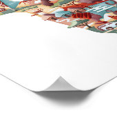 Poster van Afrikaanse kaart van wilde dieren en cu (Hoek)