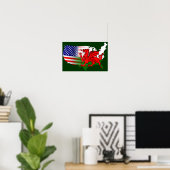 Poster van American Welsh Map Flags (Thuiskantoor)