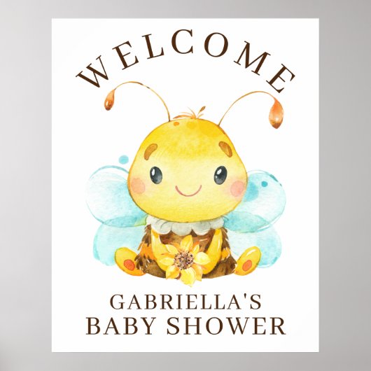 Poster van Baby shower van zoete honingbijen (Voorkant)
