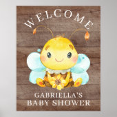 Poster van Baby shower van zoete honingbijen (Voorkant)