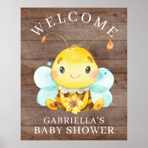 Poster van Baby shower van zoete honingbijen