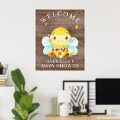 Poster van Baby shower van zoete honingbijen (Thuiskantoor)