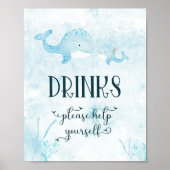 Poster van Baby walvis en mam Drinken (Voorkant)