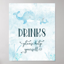 Poster van Baby walvis en mam Drinken