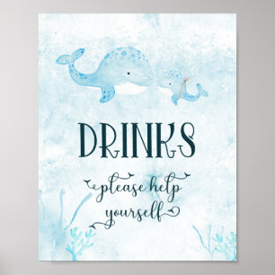 Poster van Baby walvis en mam Drinken