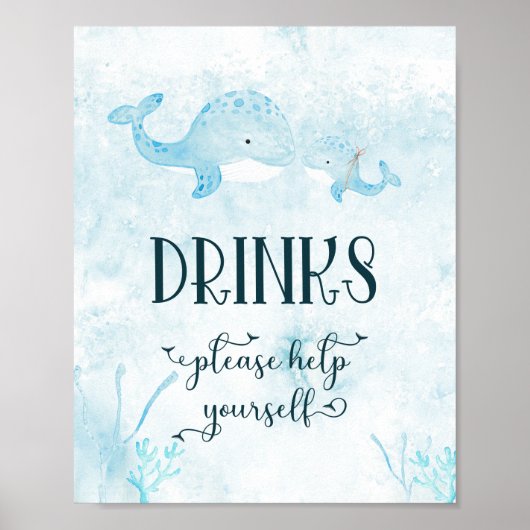 Poster van Baby walvis en mam Drinken (Voorkant)