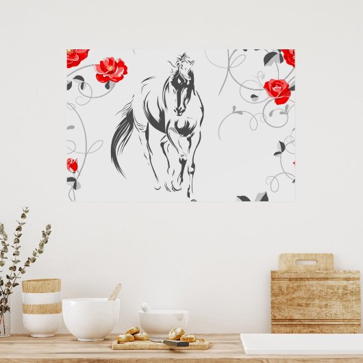 Poster van barokpaarden (Keuken)