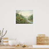 Poster van bergpaarden (Keuken)