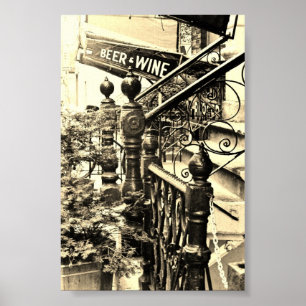 Poster van bier en wijn Sepia