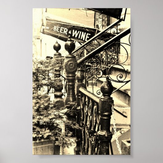 Poster van bier en wijn Sepia (Voorkant)