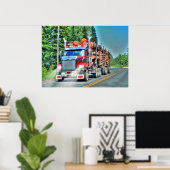 Poster van Big Rig Red Logging Truck (Thuiskantoor)