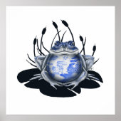 Poster van blauwe wilde kikkers (Voorkant)