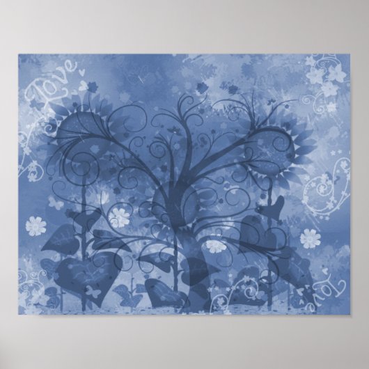 Poster van blauwe zonnebloem (Voorkant)