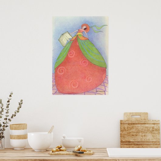 Poster van boekenmeisje (Keuken)