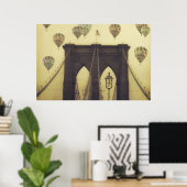 Poster van Brooklyn Bridge Hot Air-luchtballonnen (Thuiskantoor)