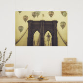 Poster van Brooklyn Bridge Hot Air-luchtballonnen (Keuken)