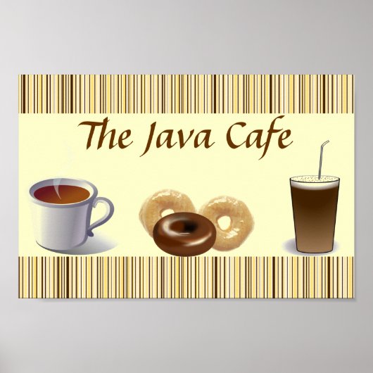 Poster van bruin en crème Striped Kitchen (Voorkant)