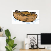 Poster van bruin Wooden Row Boat (Thuiskantoor)