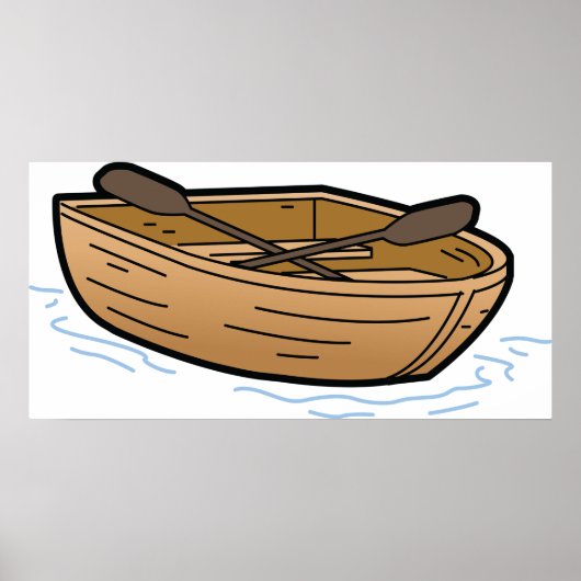 Poster van bruin Wooden Row Boat (Voorkant)