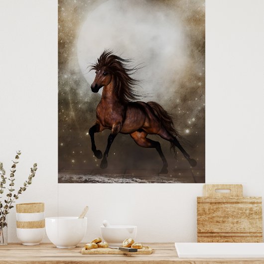 Poster van bruine paarden (Keuken)