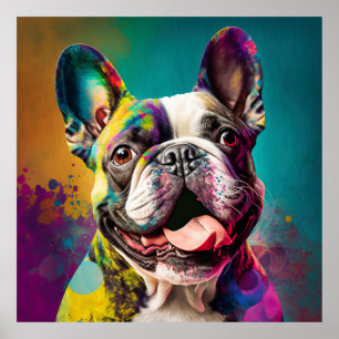 Poster van Bulldog Hipster Dog