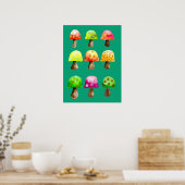 Poster van champignons met een hoge kleur (Keuken)