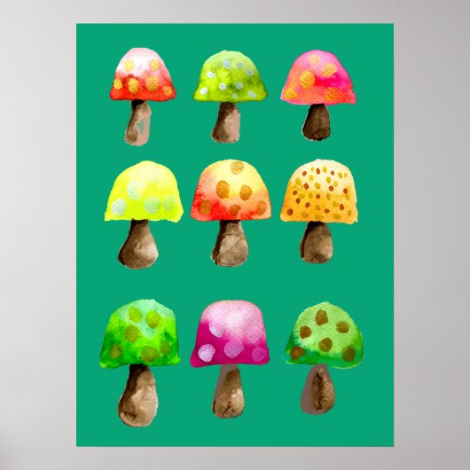 Poster van champignons met een hoge kleur (Voorkant)