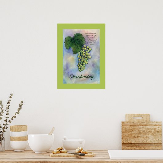 Poster van Chardonnay Wine Grapes (Keuken)
