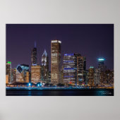 Poster van Chicago Skyline Illinois met Night Sky (Voorkant)