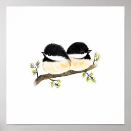 Poster van Chickadee Bird Print