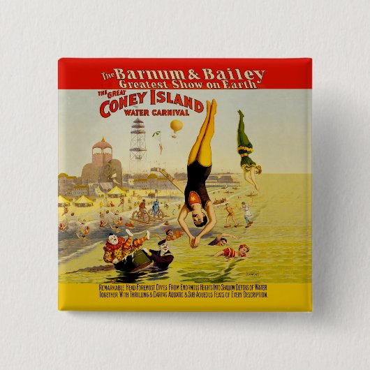 Poster van Coney Island Sideshow Vierkante Button 5,1 Cm (Voorkant)