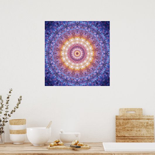 Poster van Cosmic Mandala - Poster van de Meditati (Keuken)
