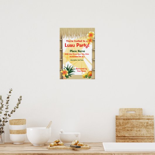 Poster van de aankondiging van Luau Party (Keuken)