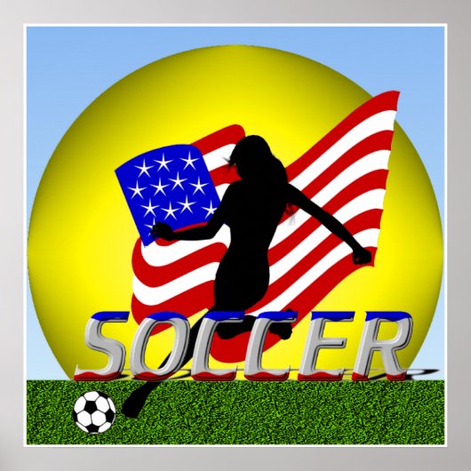 Poster van de Amerikaanse Girl Lady Soccer (Voorkant)