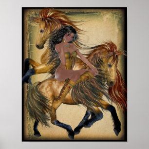 Poster van de Amerikaanse Indiaanse prinses en paa