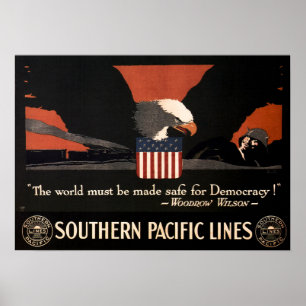 Poster van de Amerikaanse oorlogsspoorlijn in het