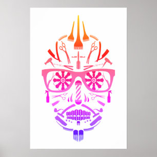 poster van de barbershop suikerschedel