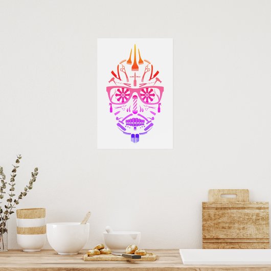 poster van de barbershop suikerschedel (Keuken)