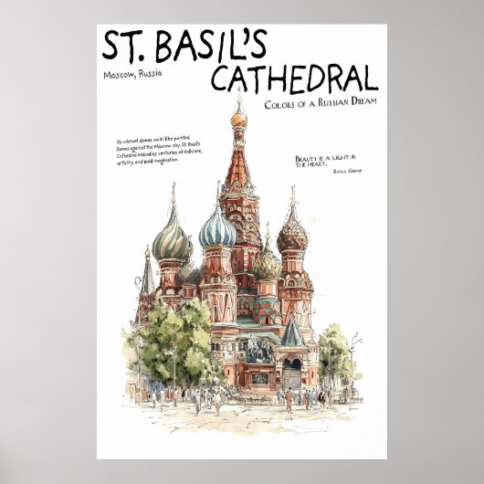 Poster van de Basiliekkathedraal Moskou Rusland (Voorkant)