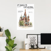 Poster van de Basiliekkathedraal Moskou Rusland (Thuiskantoor)