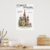 Poster van de Basiliekkathedraal Moskou Rusland (Keuken)