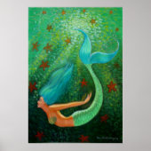 Poster van de blauwe haarverzeemeermin (Voorkant)