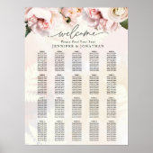 Poster van de Blush Pink Floral Wedding Seating Ch (Voorkant)