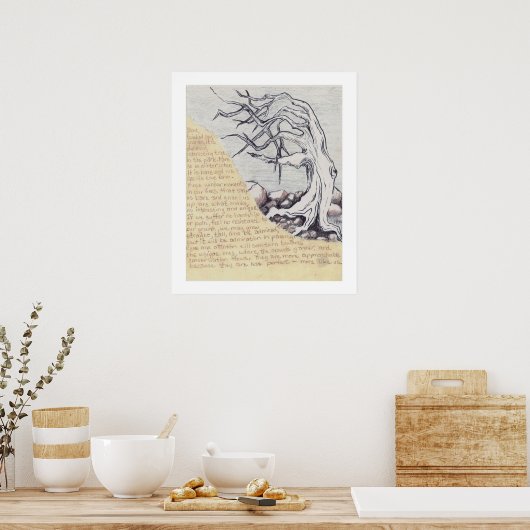 Poster van de boomschets met gedicht (Keuken)